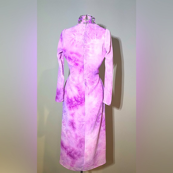 TIFFANYSLABEL PINK/LAVENDER/PURPLE SHEER TIE-DYE DRESS W/EMBELLISHMENT - Picture 7 of 10
